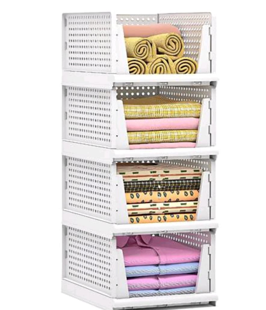 4-Pack Foldable Storage Bins with Lids for Organizing Clothes, Toys, and More