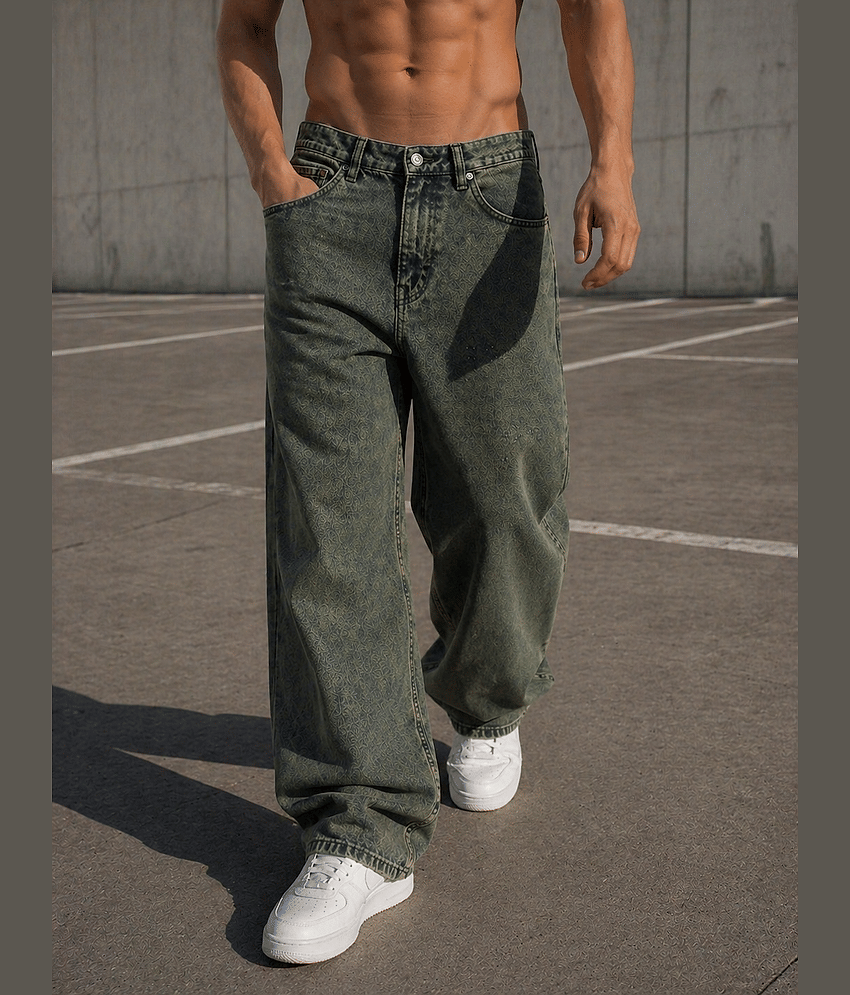 Sindon Acid Wash Men's Jeans ( Dark Green )