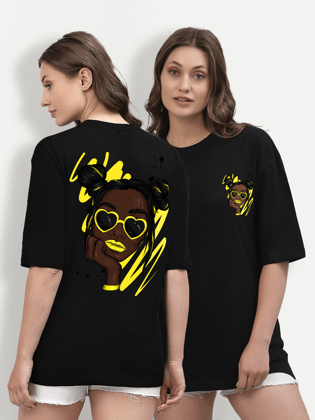 Cute Lady Black Oversized Unisex T-shirt-S / Black