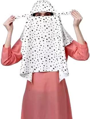 Shiv Textiles Ladies Summer Scarf Black Star Design Pure Cotton Soft Breathable Neck Wrap Headscarf Lightweight Sun Protection Stole Daily Wear Fashion Accessory
