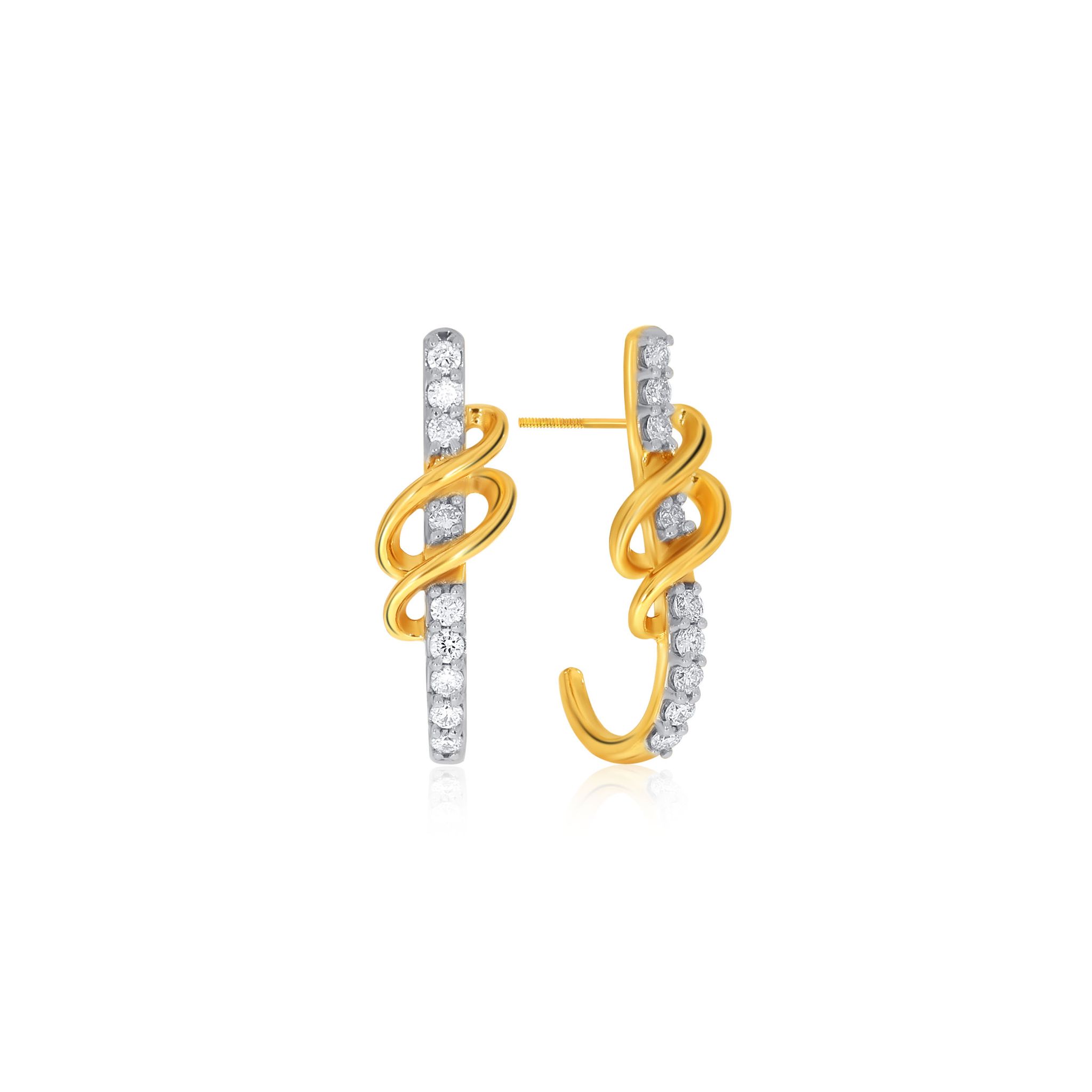Senco Gold Chic Swirl Diamond Studs (2.1 gram / 0.17 Ct / HI-SI / 18K Yellow Gold)