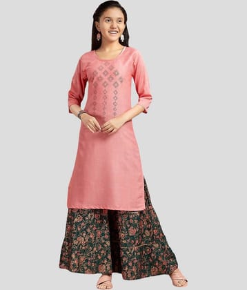 Aarika Girls Cotton Kurta and Sharara Set ( Pack of 1 , Peach )