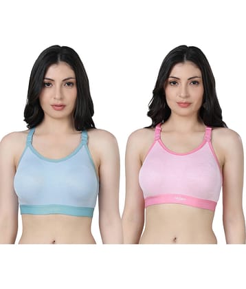 Ladyland Pack of 2 Lycra Lightly Padded T-Shirt Bra For Women ( Multicolor )