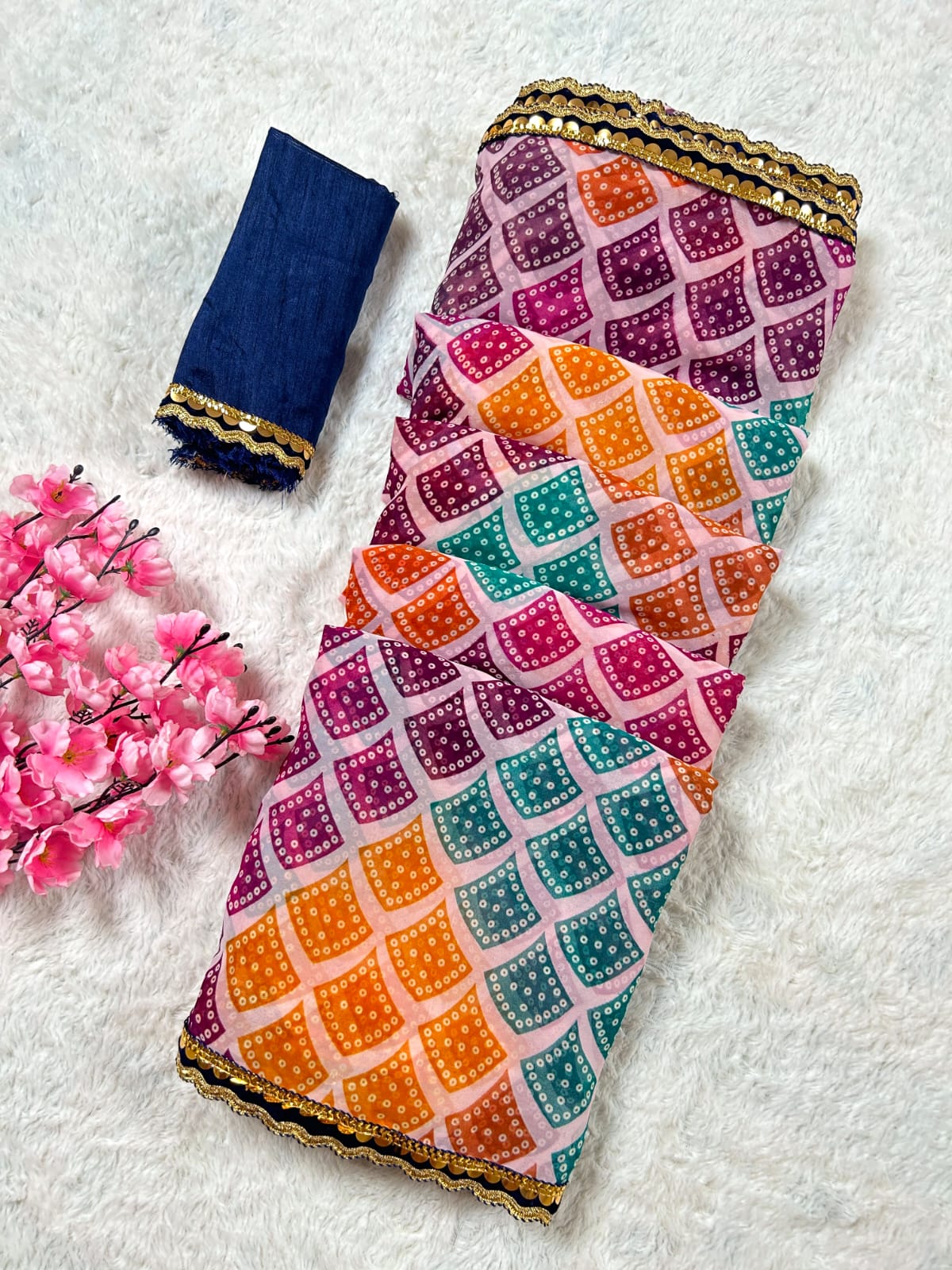 Designer Printed Georgette Saree with Unstitched Blouse for women's || Girls' Ethnic Saree ||