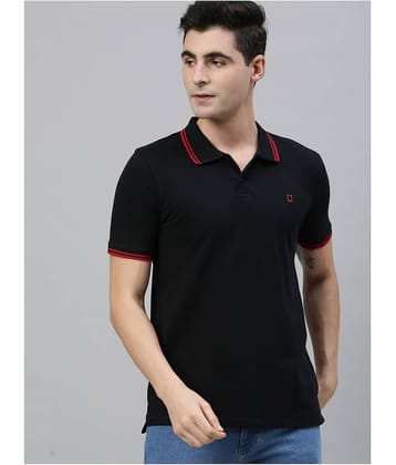 Urbano Fashion Pack of 1 Cotton Slim Fit Solid Half Sleeves Men's Polo T Shirt ( Black )