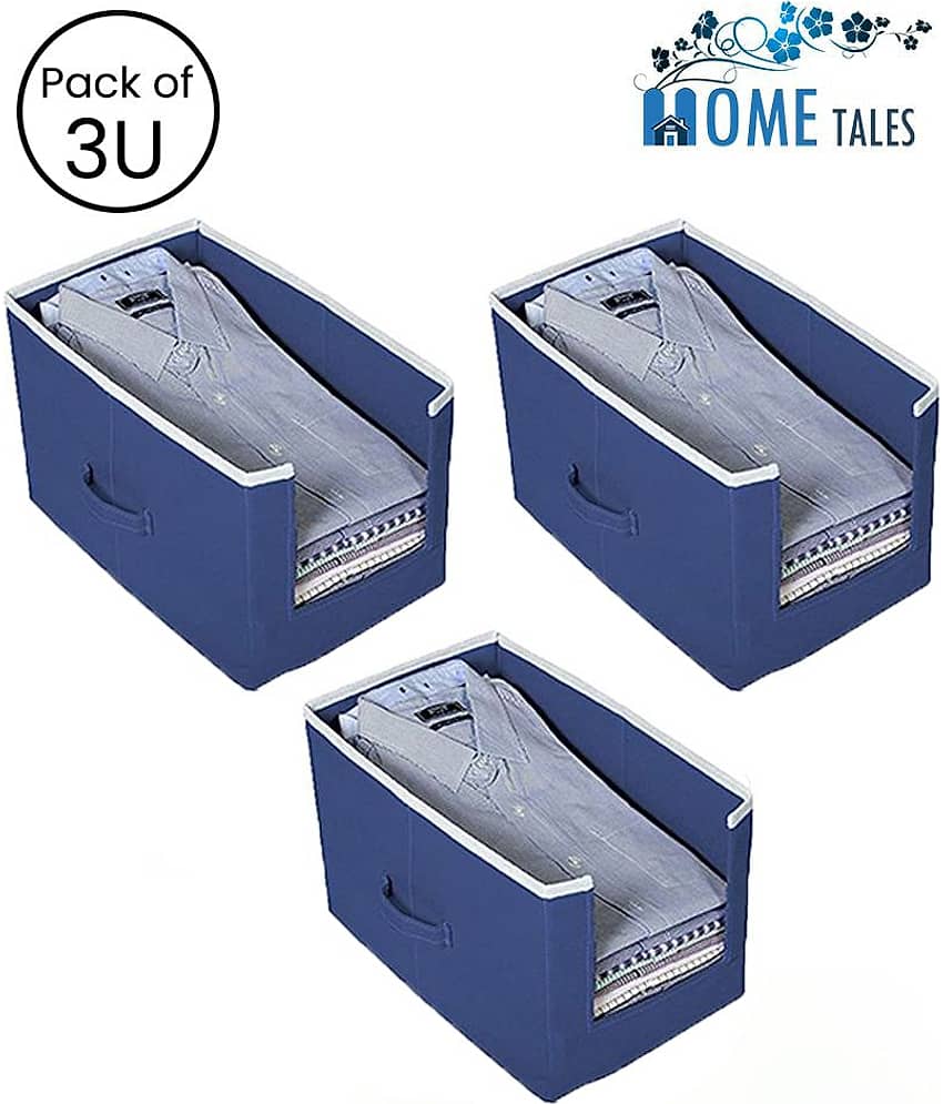 Non-Woven Shirt Stacker & Cloth Organizer,Black ( Pack of 3)