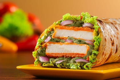 Chimichurri Paneer Burger Wrap . Chimichurri Paneer Burger Wrap .