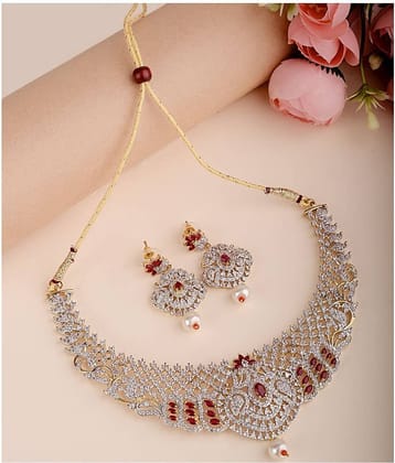 Ladymania Alloy Maroon Contemporary/Fashion Necklaces Set Choker