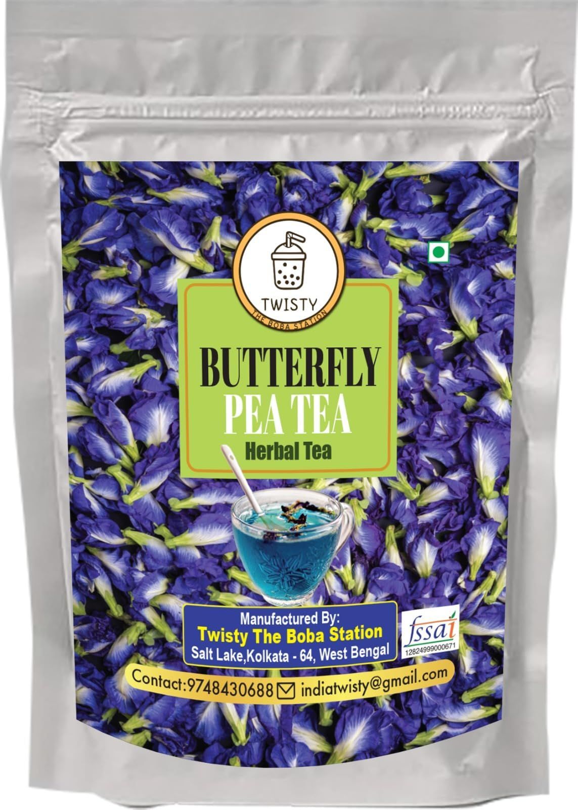 Butterfly Pea Flower Tea (100 Grams) | Super Anti-Oxidant | Flower Based - Herbal Tea - Caffeine Free - Farm Fresh - Natural Ingredients - Vegan | Eco-Conscious Zipper Pack