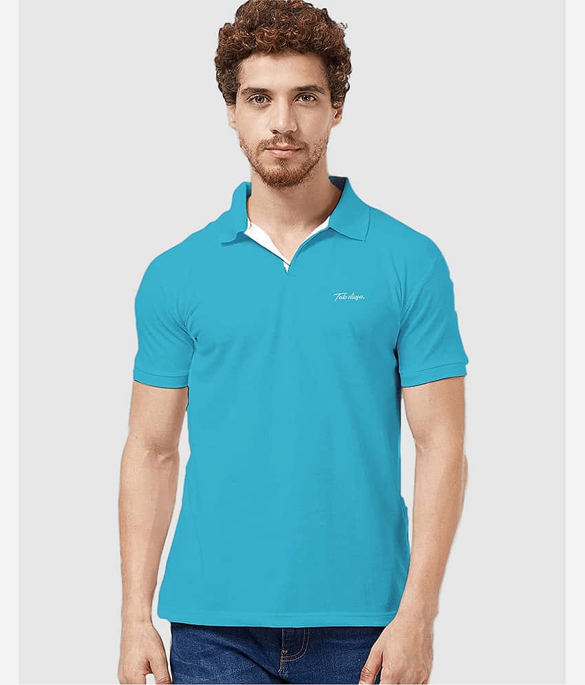TAB91 Pack of 1 Cotton Blend Regular Fit Solid Half Sleeves Men's Polo T Shirt ( White )