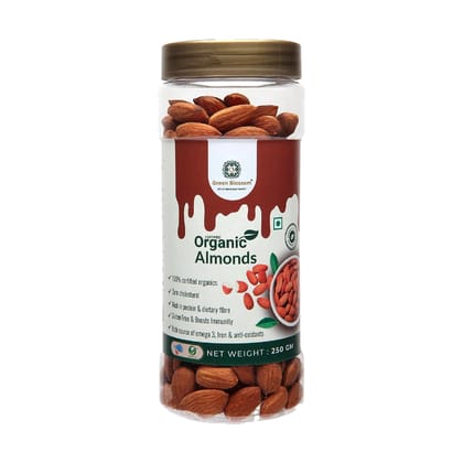Organic Almonds / Badam - 250 gms I NPOP Certified I Green Blossom (Weight - 250g) by green blossom agritech ventures private limited