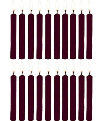 PROSPERRO LUMO - Brown Unscented Tapered Candle 10 cm ( Pack of 20 )