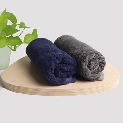 Heelium Bamboo Hand Towels - Set of 2-Deep Blue | Stone Grey