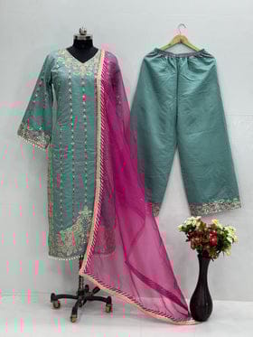 Beautiful Designer Wear Top Plazzo And Dupatta