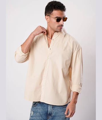 Bene Kleed 100% Cotton Oversized Fit Solids Full Sleeves Men's Casual Shirt - Peach ( Pack of 1 )