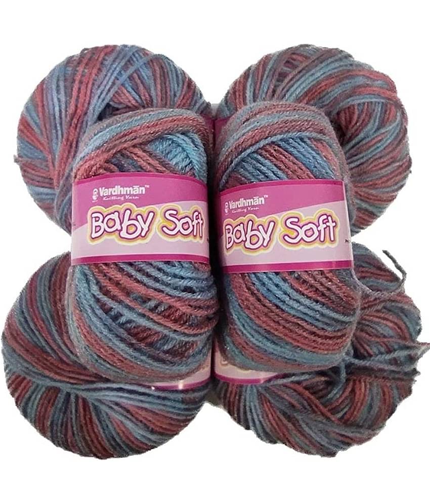 Baby Soft Wool Hand Knitting Fingering Crochet Hook Yarn (Multi Rowan) (Multi, 6)