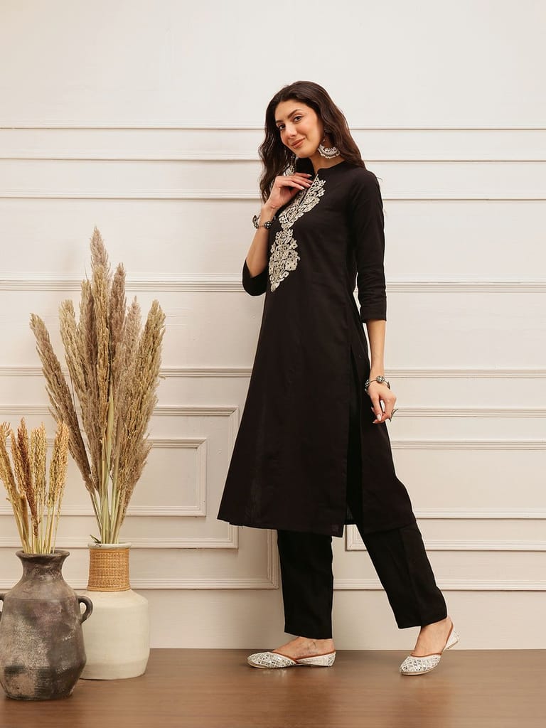 Lurex Emb Linen 3 Piece Kurta Set