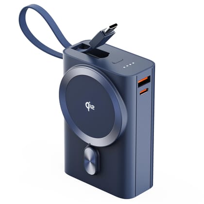 Ambrane 25W Qi2.2 Magsafe Wireless 20000mAh Powerbank, 35W Wired Charging, Fastest Qi2.2 Technology - Now Charge 40% in 30 mins wirelessly, Support MacBook Air Charging for iPhone (Orbit 20K, Blue) Ambrane 25W Qi2.2 Magsafe Wireless 20000mAh Powerbank, 3