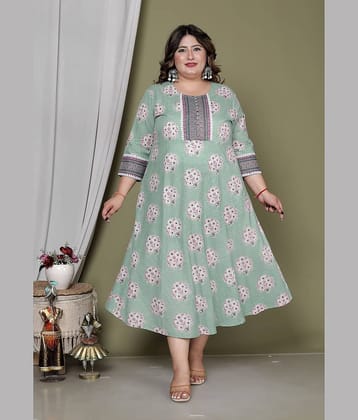Avnii Women Cotton Printed Gown ( Green )