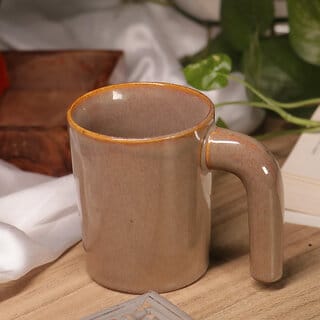 Handcrafted Brown Ceramic Coffee Cups Pack of 2  Microwave Safe