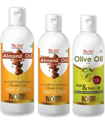 The Nile  Almond  150 ML + Almond   100 ML + Olive Oil 100 ML 350 mL Pack of 3