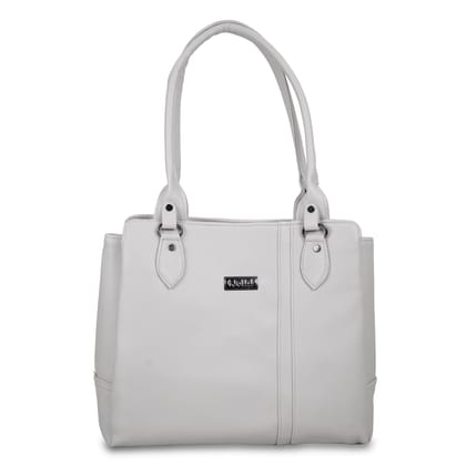 Jothi Sorelle Premium Womens Handbag | 4-Compartment Synthetic Leather Tote | Woven Pattern Finish | Water-Resistant | Soft Base | Grey