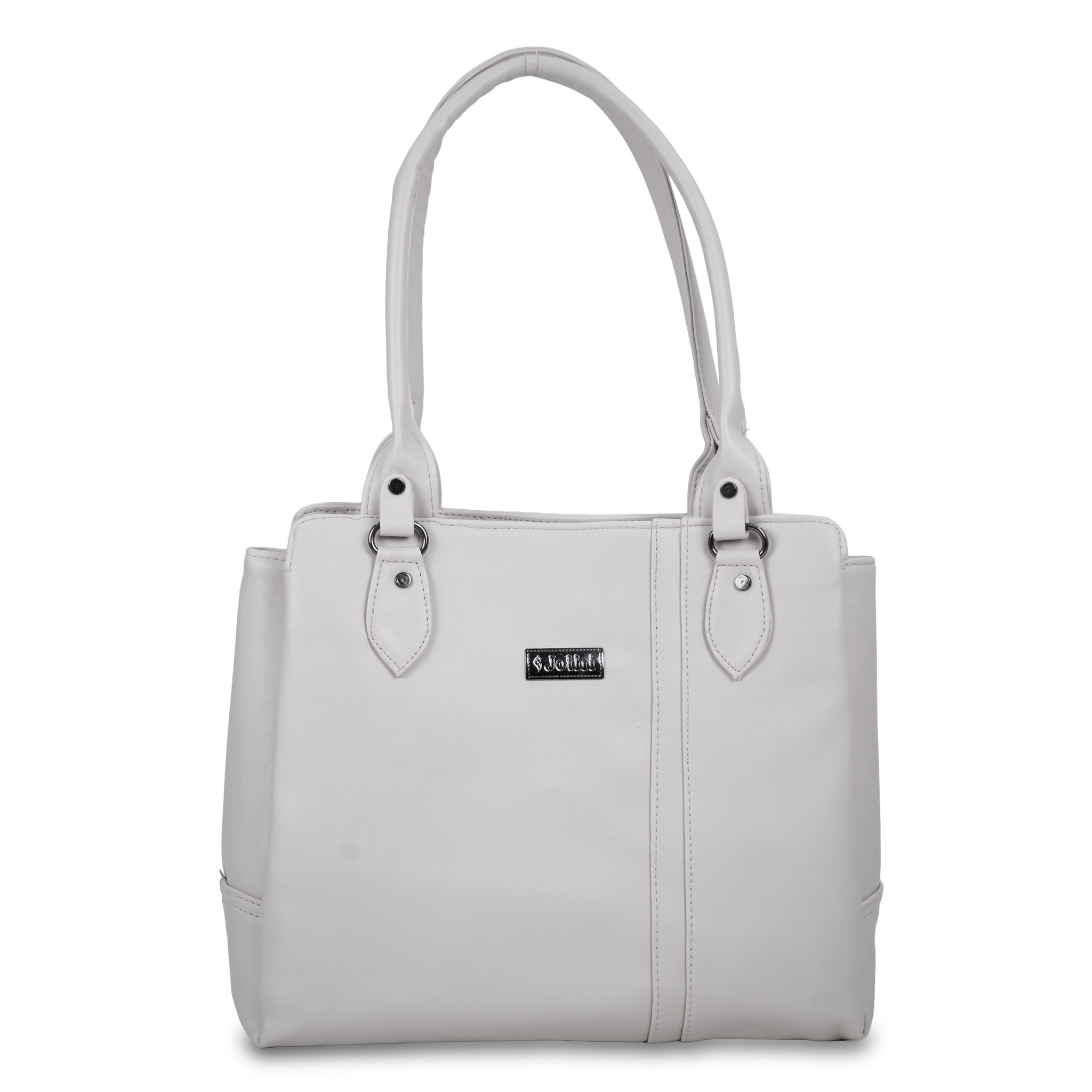 Jothi Sorelle Premium Womens Handbag | 4-Compartment Synthetic Leather Tote | Woven Pattern Finish | Water-Resistant | Soft Base | Grey