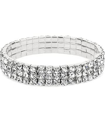 ZIVOM® Stylish Trendy Three Line Austrian Rhinestone Crystal Stretch Elastic Free Size Bracelet for Girls Women