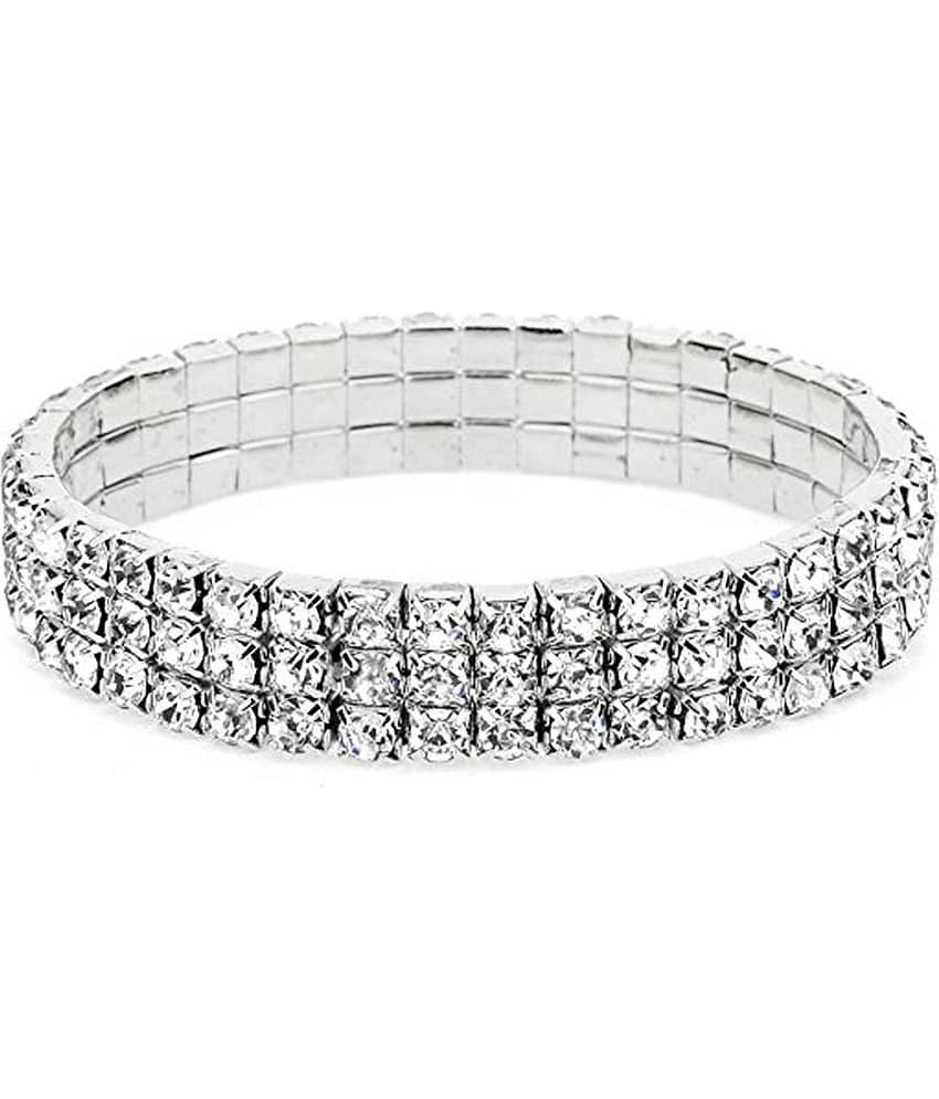 ZIVOM® Stylish Trendy Three Line Austrian Rhinestone Crystal Stretch Elastic Free Size Bracelet for Girls Women