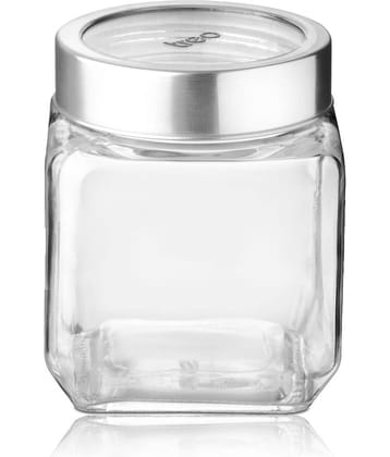 Treo By Milton Cube Storage Glass Jar, 580 ml, Transparent | Air Tight | Food Grade | Leak Proof | Modular Kitcehn | Multipurpose Jar