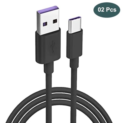 LA'FORTE USB Type A To USB Type C 2.0 Charging Cable 1.2 M, Black (Pack of 2)