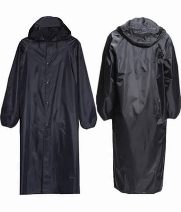Infispace Nylon Long Raincoat - Black