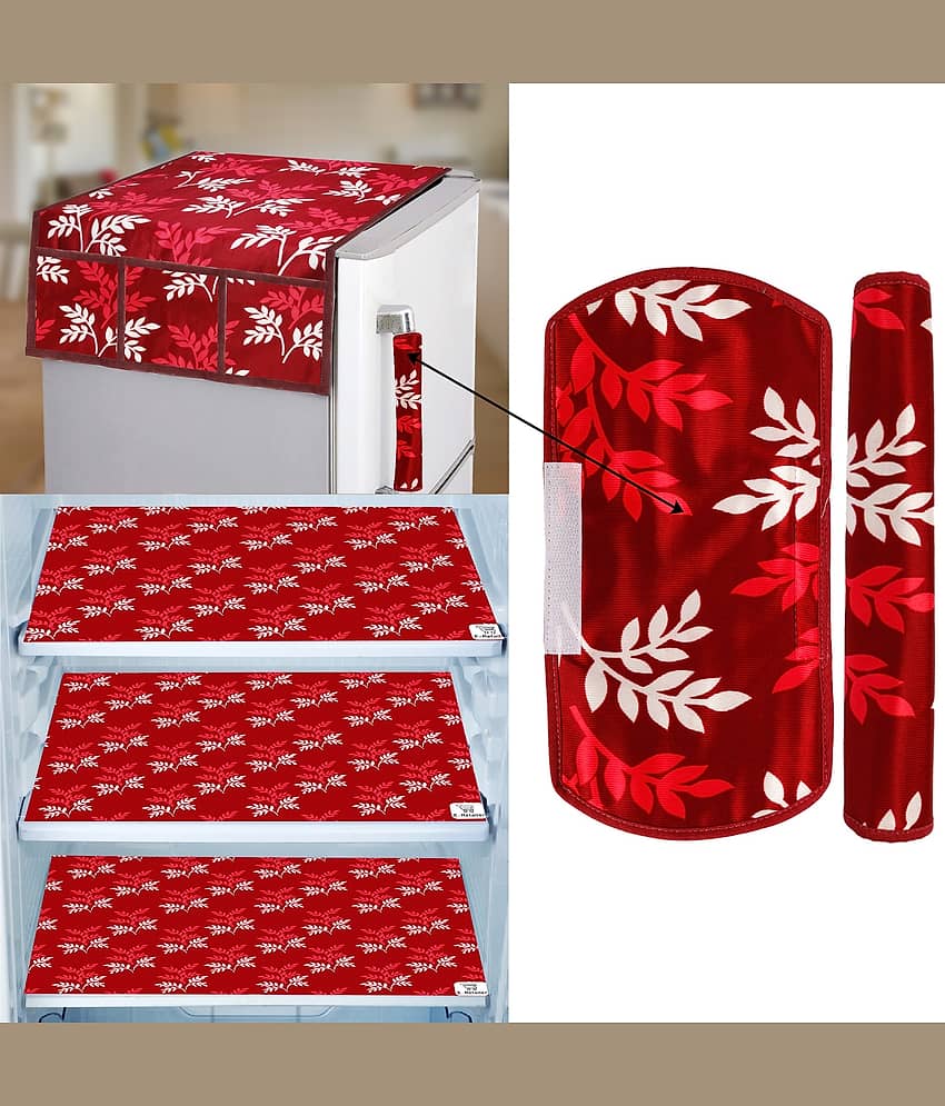 E-Retailer Set of 6 PVC Maroon Fridge Top Cover