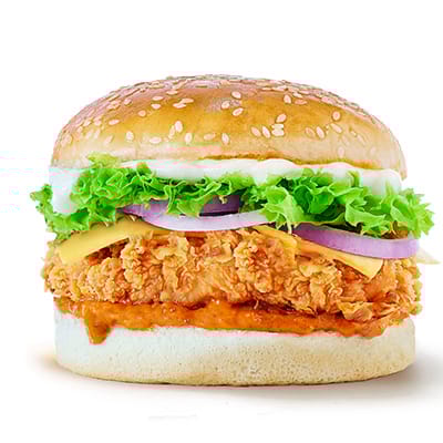 Tandoori crispy chicken burger
