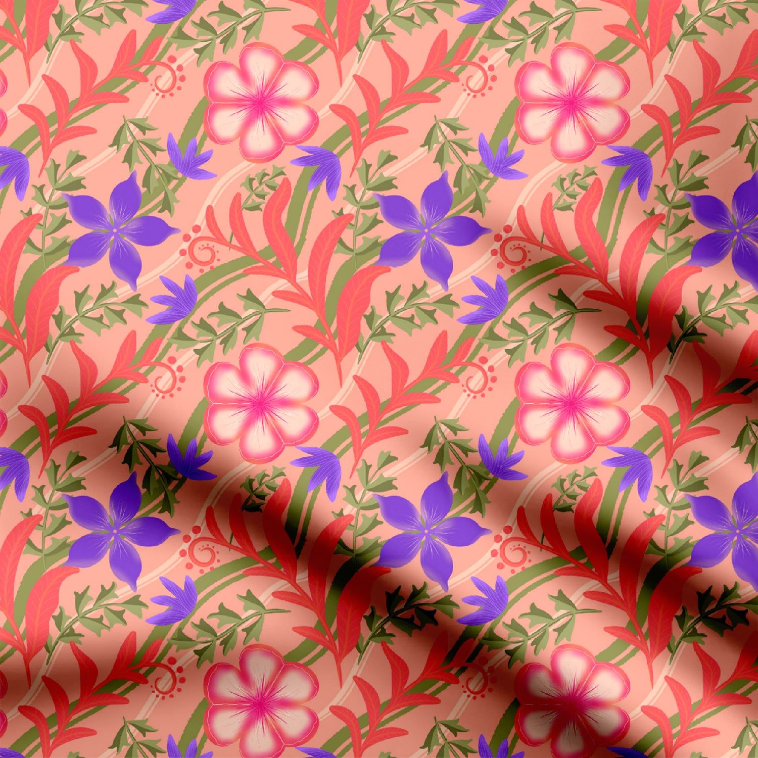 Salmon Floral-Cotton