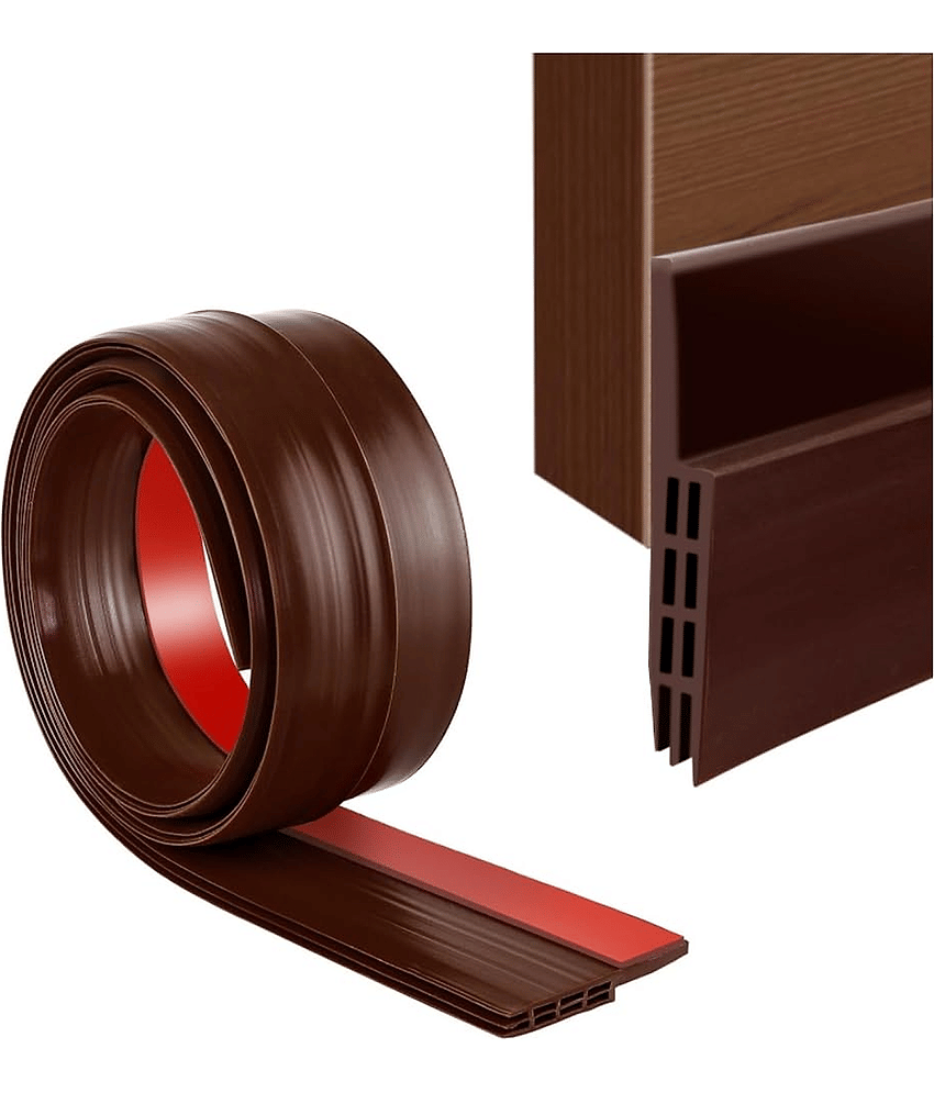 Door Draft Stopper | Silicon Door Bottom Sealing Strip | Self Adhesive Door Gap Filler Rubber | Door Bottom Sealing Strip Guard | Protector from Cockroach, Bugs, Air&Dust 1M (Brown)