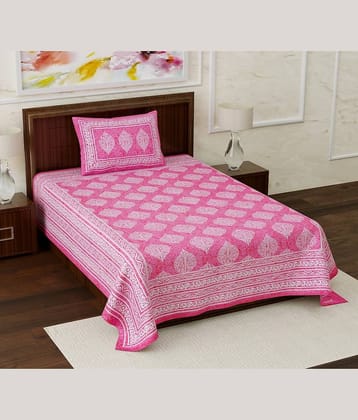 Uniqchoice Cotton Single Bedsheet ( Pink )
