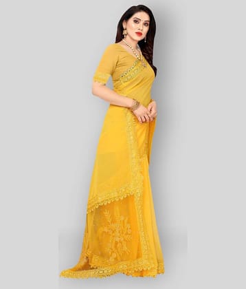 Apnisha Georgette Saree With Unstitched Blouse Piece ( Light Green )