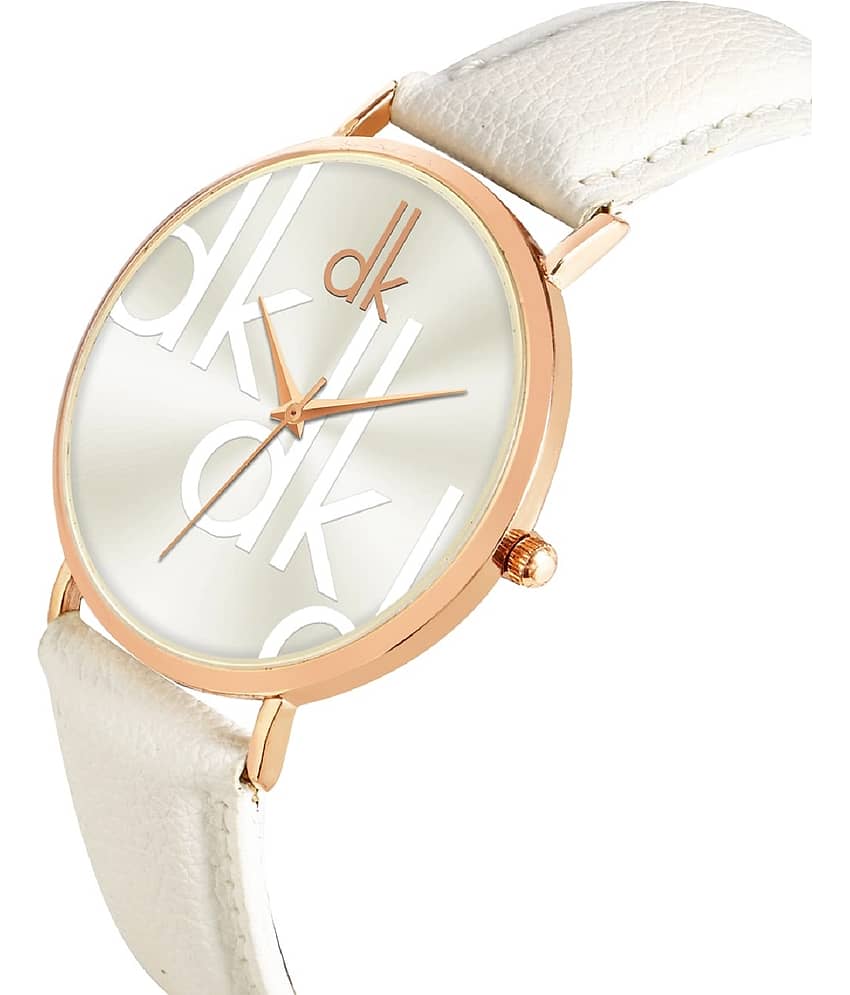 Cosmic White Leather Analog Womens Watch