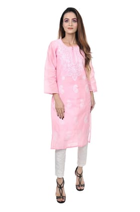 MRS RIGHT CHIKANKARI COTTON KURTI FOR WOMEN AND GIRLS