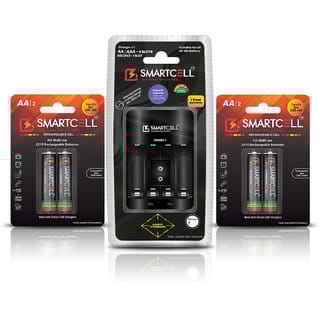 Smartcell CHR6R03-4 NimH AA/AAA/R22 9V Rechargeable Battery Charger with 4 AA 2500mAH Rechargeable Battery