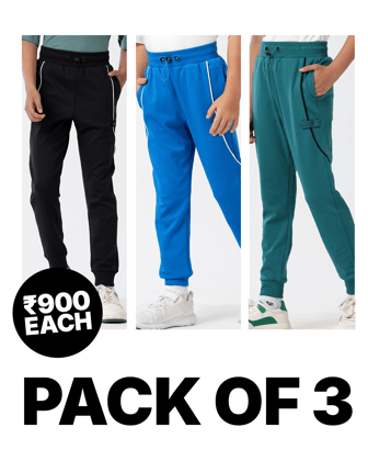 3-Pack Sporty Piping Joggers-4-5 Y / Midnight Black