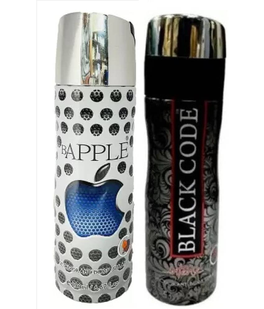 St Louis BAPPLE , BLACK CODE DEODORANT , 200ML EACH , PACK OF 2 Body Spray - For Men & Women