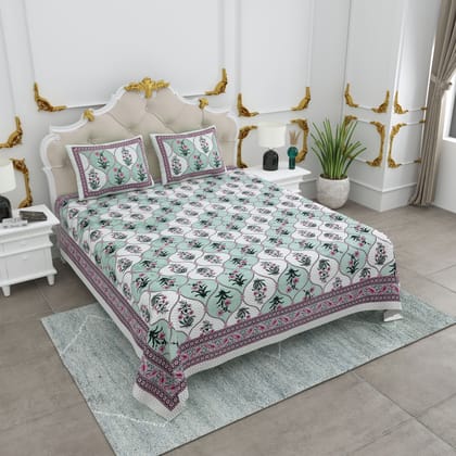 3001-k-Bedsheet Adda- Pure Cotton Double Bedsheet With Two Pillow Cover - Special Offer for Min 2 or More buyer Customer  -DB-(90*108 IN)