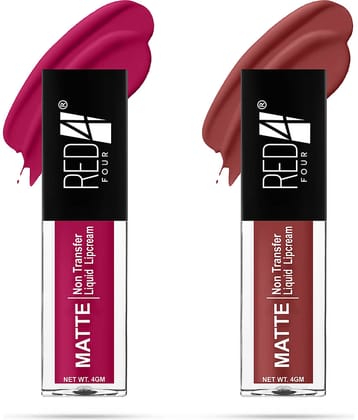 RED 4 Purple,Rust Matte Long Lasting Liquid Lipstick ( Pack of 2 )