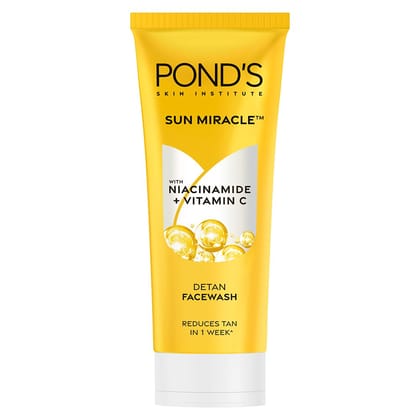 Pond's Detan Face Wash for Tan Removal in Just 7 Days | Contains Vitamin C and Niacinamide | Facewash for All Skin Types, 100gm Pond's Detan Face Wash for Tan Removal in Just 7 Days | Contains Vitamin C and Niacinamide | Facewash for All Skin Types, 100g