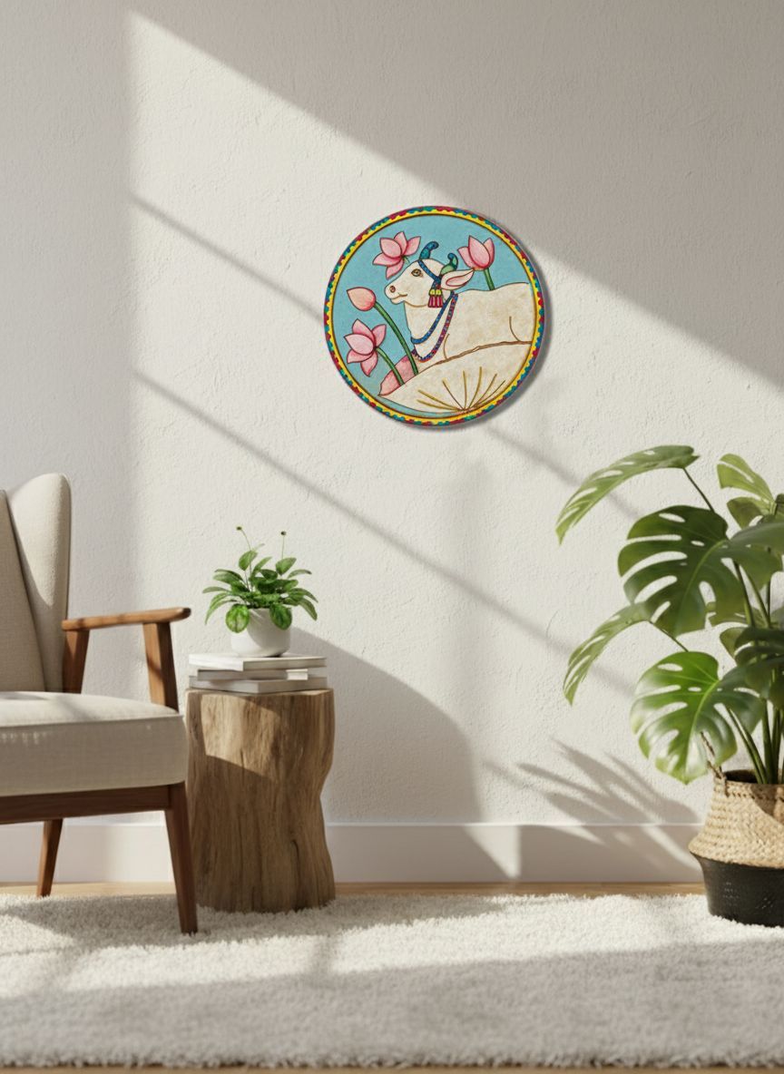 Dbeautify's DIY MDF Pichwai Cow Lotus Wall Plate