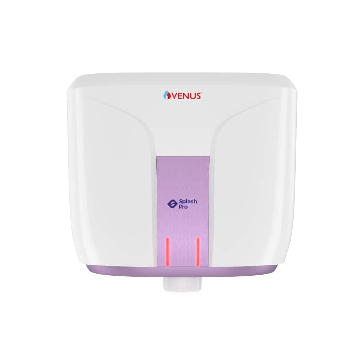 Venus Splash Pro 06 Litre Storage Water Heater Porcelain Enamel Glass-Lined Tank|5 Star BEE Rated |Warranty 10 Years on Inner Tank, 4 Years on Heating Element & 2 Years on Product (White/Purple Haze) Venus Splash Pro 06 Litre Storage Water Heater Porcela