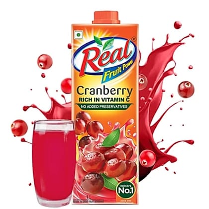 Real Fruit Power Cranberry Juice, 1 L