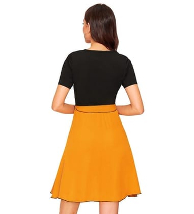 Women's Knitting Stretchable Solid Round Neck Cap Sleeve Dresses (Yellow, M)-PID56848 Women's Knitting Stretchable Solid Round Neck Cap Sleeve Dresses (Yellow, M)-PID56848